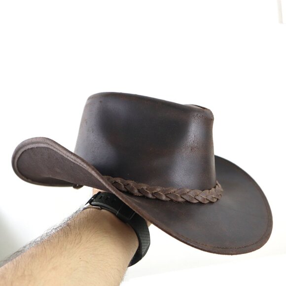 Stellman Leather Outback Hat Cowboy Western Rugged Rodeo Style Warwic Unisex NEW - Picture 7 of 7